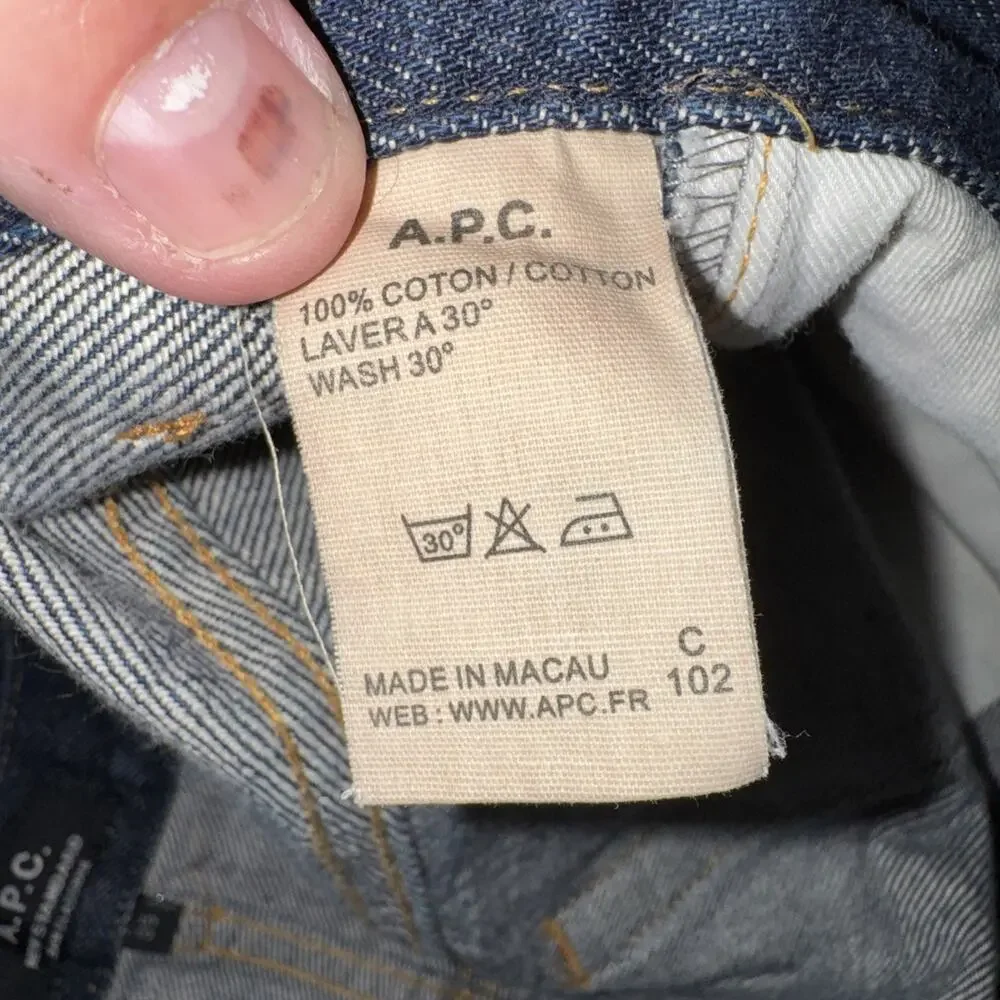 APC New Standard-straight Selvedge Denim Jeans Men 35x32 Button Fly NWOT